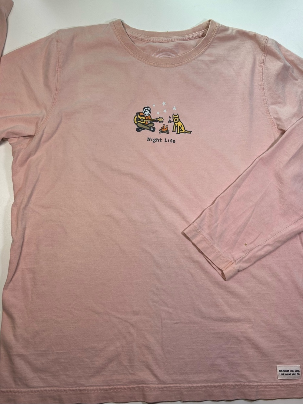 Life Is Good Women's Large L Light Pink 'Night Life' Long Sleeve Tee